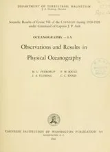 Cover of Scientific results of cruise vii of the Carnegie during 1928-1929 under command of Captain J.P. Ault