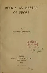 Cover of Ruskin as a master of prose