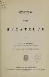 Cover of Einleitung in de Hexateuch
