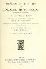 Cover of Memoirs of the life of Colonel Hutchinson, governor of Nottingham