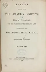 Cover of Address delivered before the Franklin institute of the state of Pennsylvania