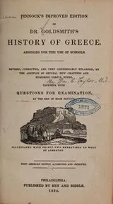 Cover of Pinnock's improved edition of Dr. Goldsmith's History of Greece