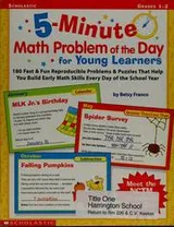 Cover of 5-minute math problem of the day for young learners
