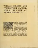 Cover of William Gilbert, and terrestrial magnetism in the time of Queen Elizabeth