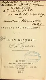 Cover of Questions upon Andrews and Stoddard's Latin grammar