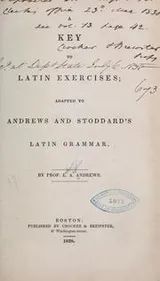 Cover of A key to Latin exercises