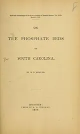 Cover of On the phosphate beds of South Carolina