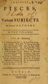 Cover of Fugitive pieces, on various subjects