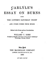 Cover of Essay on Burns: With the Cotter's Saturday Night and Other Poems from Burns