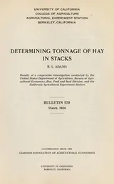 Cover of Determining tonnage of hay in stacks