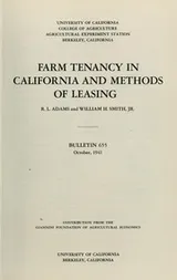 Cover of Farm tenancy in California and methods of leasing