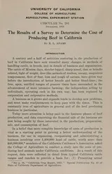 Cover of The results of a survey to determine the cost of producing beef in California