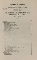 Cover of California farm tenancy and methods of leasing