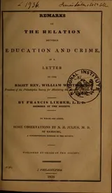 Cover of Remarks on the relation between education and crime