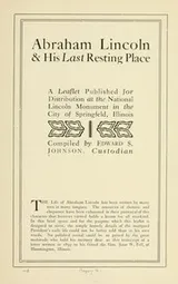 Cover of Abraham Lincoln & his last resting place