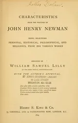 Cover of Characteristics from the writings of John Henry Newman