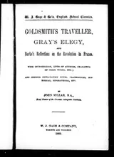Cover of Goldsmith's Traveller, Gray's Elegy, and Burke's Reflections on the revolution in France ..