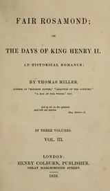 Cover of Fair Rosamond, or, The days of King Henry II