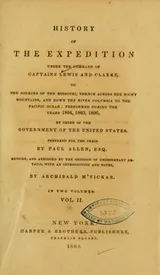 Cover of History of the expedition under the command of Captains Lewis and Clark, to the sources of Missouri, thence across the Rocky Mountains, and down the river Columbia to the Pacific Ocean