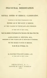 Cover of An inaugural dissertation on a natural system of chemical classification