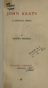 Cover of John Keats, a critical essay