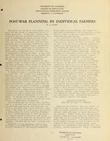 Cover of Post-war planning by individual farmers
