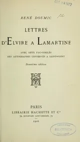 Cover of Lettres d'Elvire à Lamartine