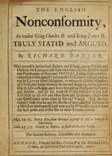 Cover of The English nonconformity, as under King Charles II, and King James II