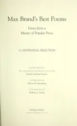 Cover of Max Brand's best poems
