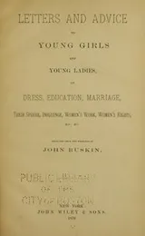 Cover of Letters and advice to young girls and young ladies