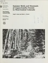 Cover of Summer birds and mammals of aspen-conifer forests in west-central Colorado