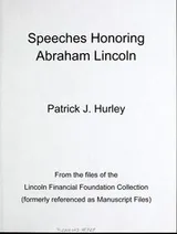 Cover of Speeches honoring Abraham Lincoln