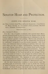 Cover of Senator Hoar and protection