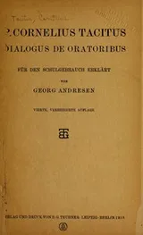 Cover of P. Cornelius Tacitus Dialogus de oratoribus