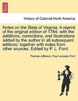 Cover of Notes On The State Of Virginia A Reprint Of The Original Edition Of 1784