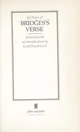 Cover of A choice of Bridges's verse