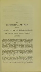 Cover of An experimental inquiry into the functions of the ophthalmic ganglion