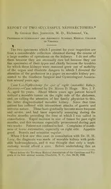 Cover of Report of two successful nephrectomies
