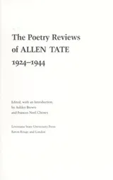Cover of The poetry reviews of Allen Tate, 1924-1944