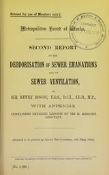 Cover of Second report on the deoderisation of sewer emanations and on sewer ventilation. With appendix containting detailed reports by Sir. H. Roscoe's assistant