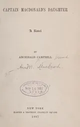 Cover of Captain MacDonald's daughter
