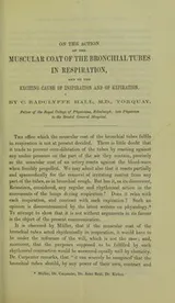 Cover of On the action of the muscular coat of the bronchial tubes in respiration