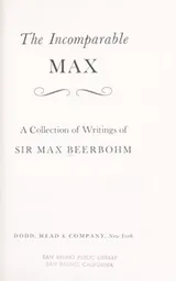 Cover of The incomparable Max;