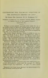 Cover of Gastrostomy for traumatic stricture of the esophagus