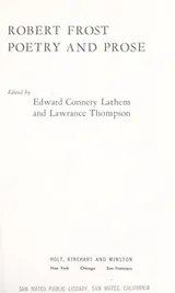 Cover of Robert Frost, poetry and prose