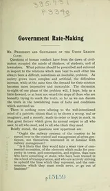 Cover of Government rate-making
