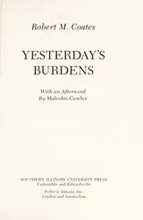 Cover of Yesterday's burdens