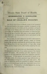Cover of Recommendations to Municipalities Concerning the Sale of Undrawn Poultry