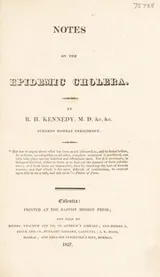 Cover of Notes on the epidemic cholera