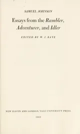 Cover of Essays from the Rambler, Adventurer, and Idler